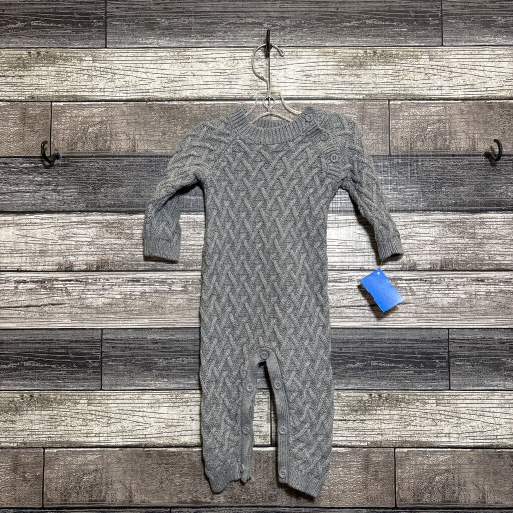 HOPE & HENRY CABLE KNIT SWEATER ROMPER 0-3 MO