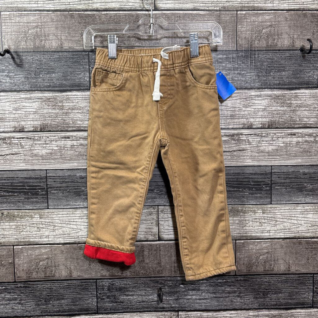GAP FLANNEL LINED SLIM DRAWSTRING TAN JEANS 2