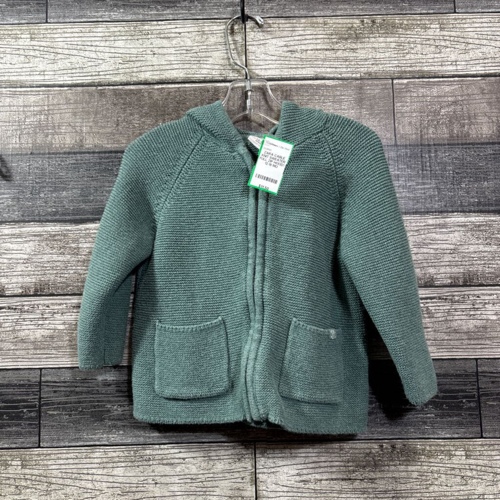ZARA CABLE KNIT SWEATER FULL ZIP HOODY 12-18 MO