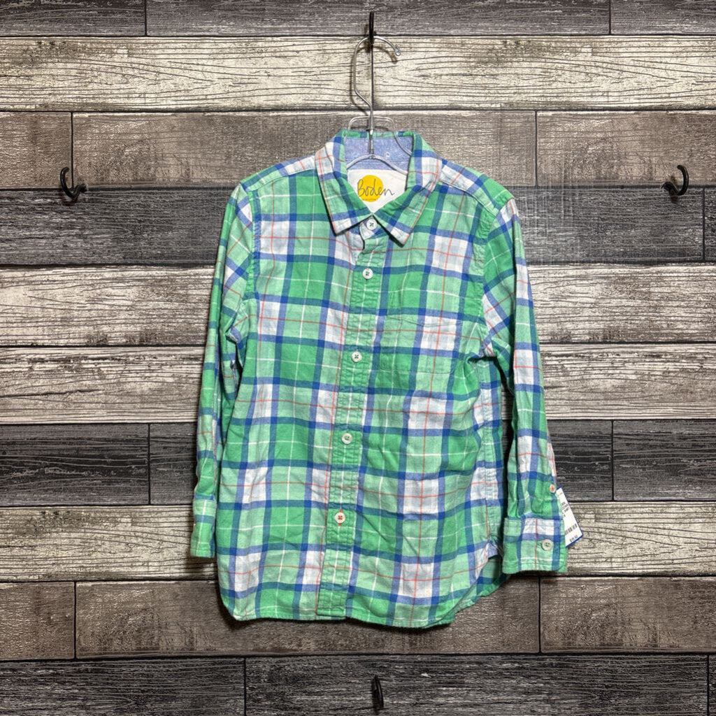 MINI BODEN BUTTON DOWN FLANNEL SHIRT 5/6