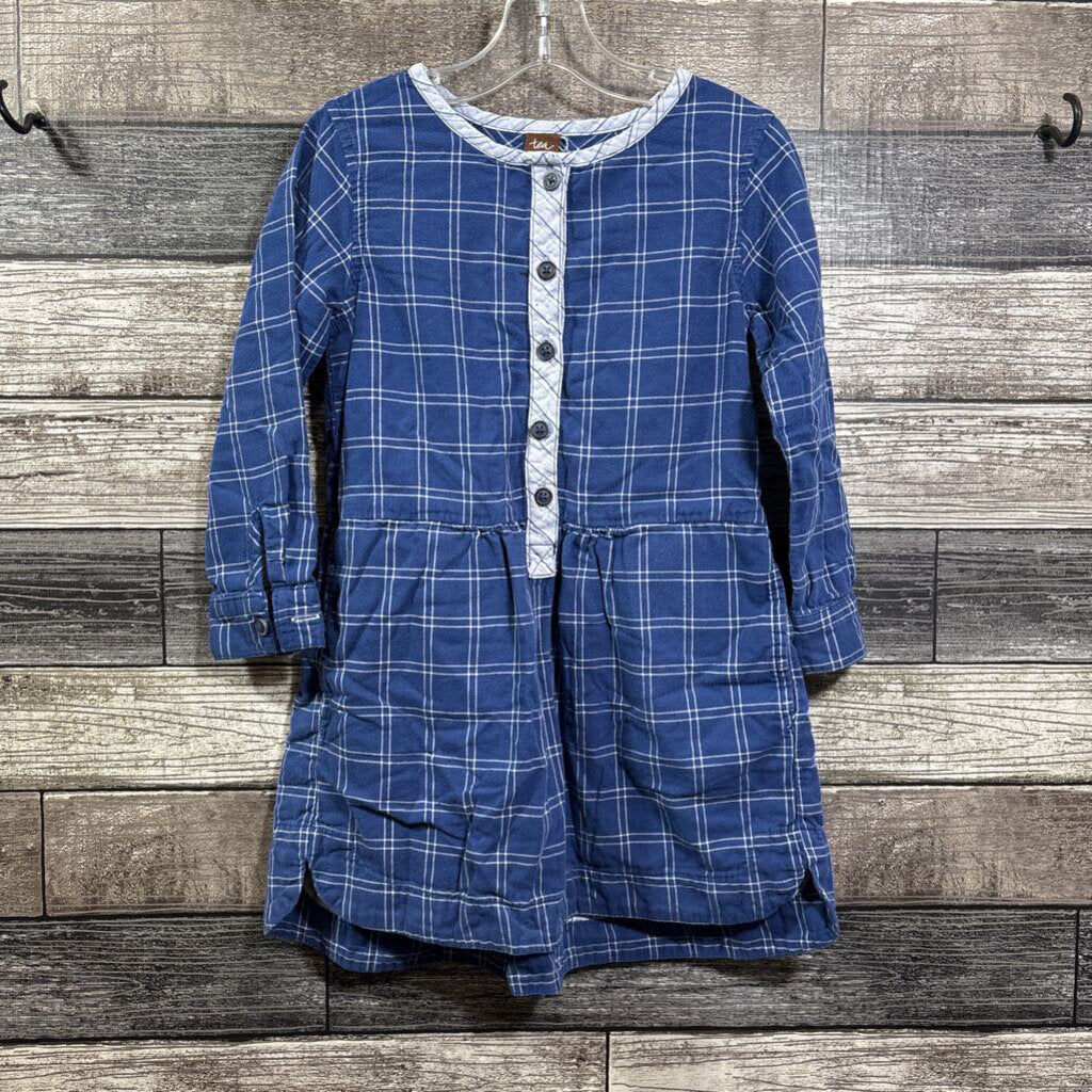 TEA LS CHECKERED WOVEN COTTON DRESS 4