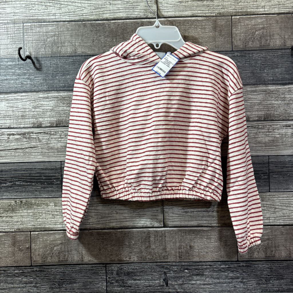 HERING KIDS LS STRIPED CROPPED HOODED SHIRT 8