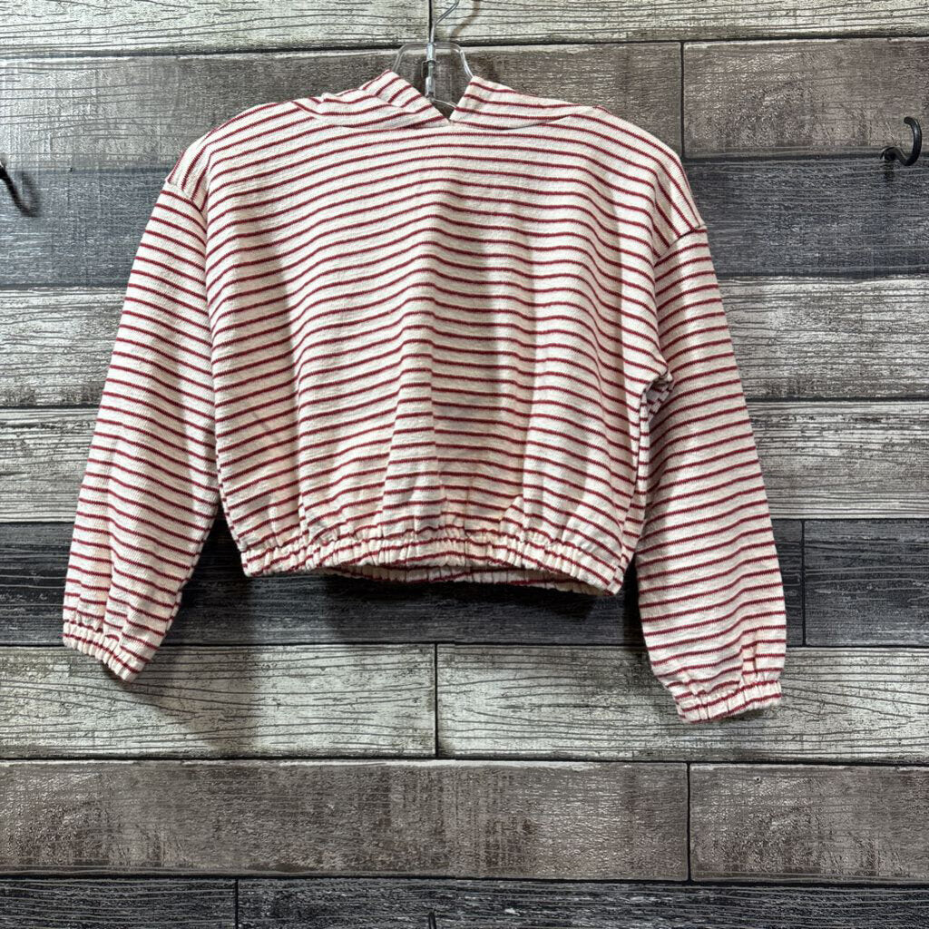 HERING KIDS LS STRIPED CROPPED HOODED SHIRT 6