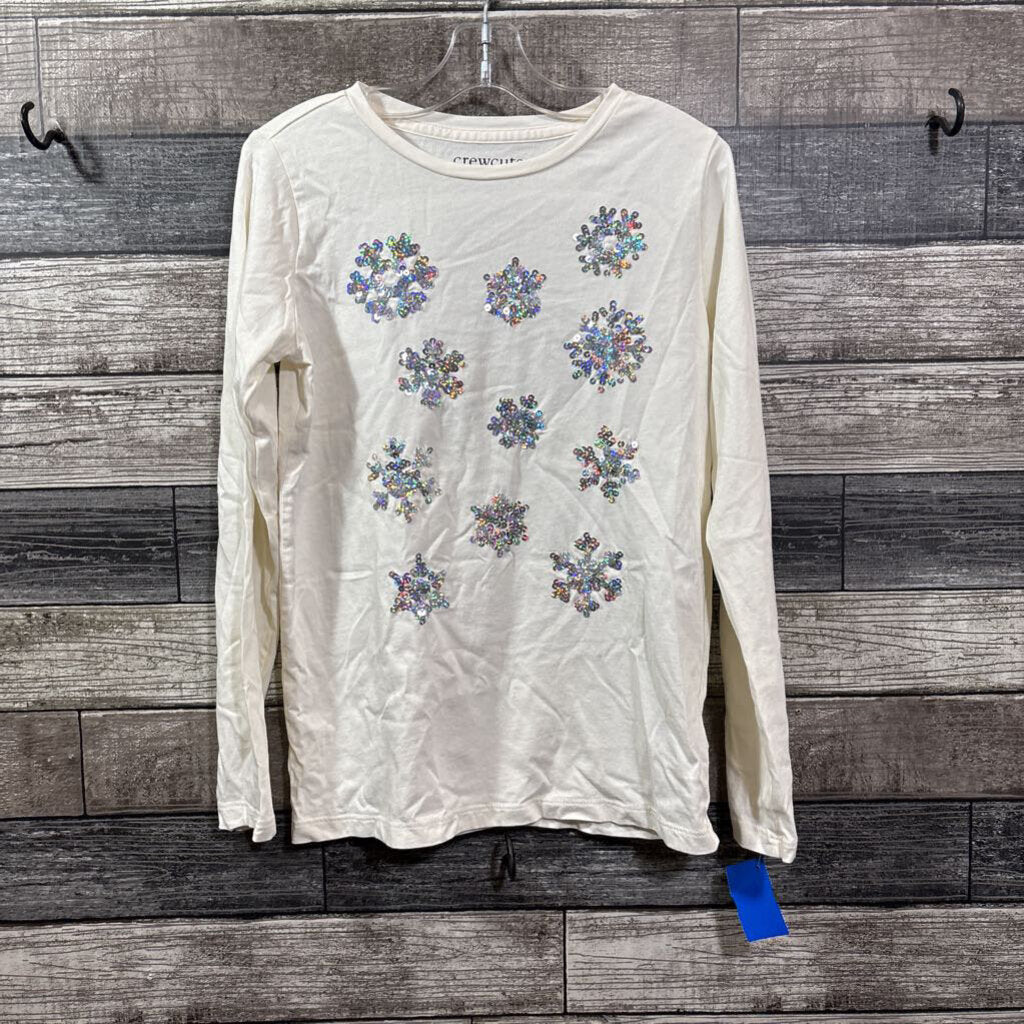 CREWCUTS LS SEQUIN SNOWFLAKE T-SHIRT 10/12