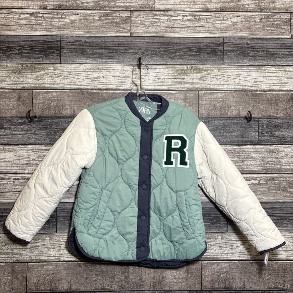 ZARA QUILTED PUFFER LETTERMAN JACKET 6/7