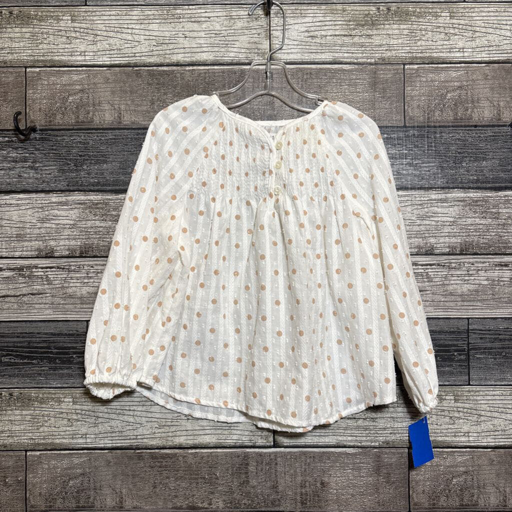ZARA LS WOVEN COTTON SMOCKED SHIRT 4/5