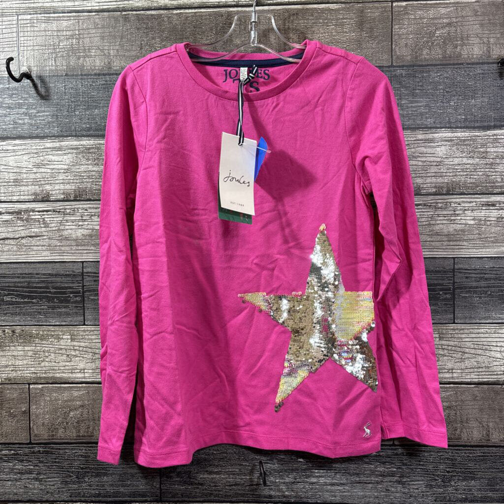 NEW JOULES LS FLIP SEQUIN SHIRT 9/10