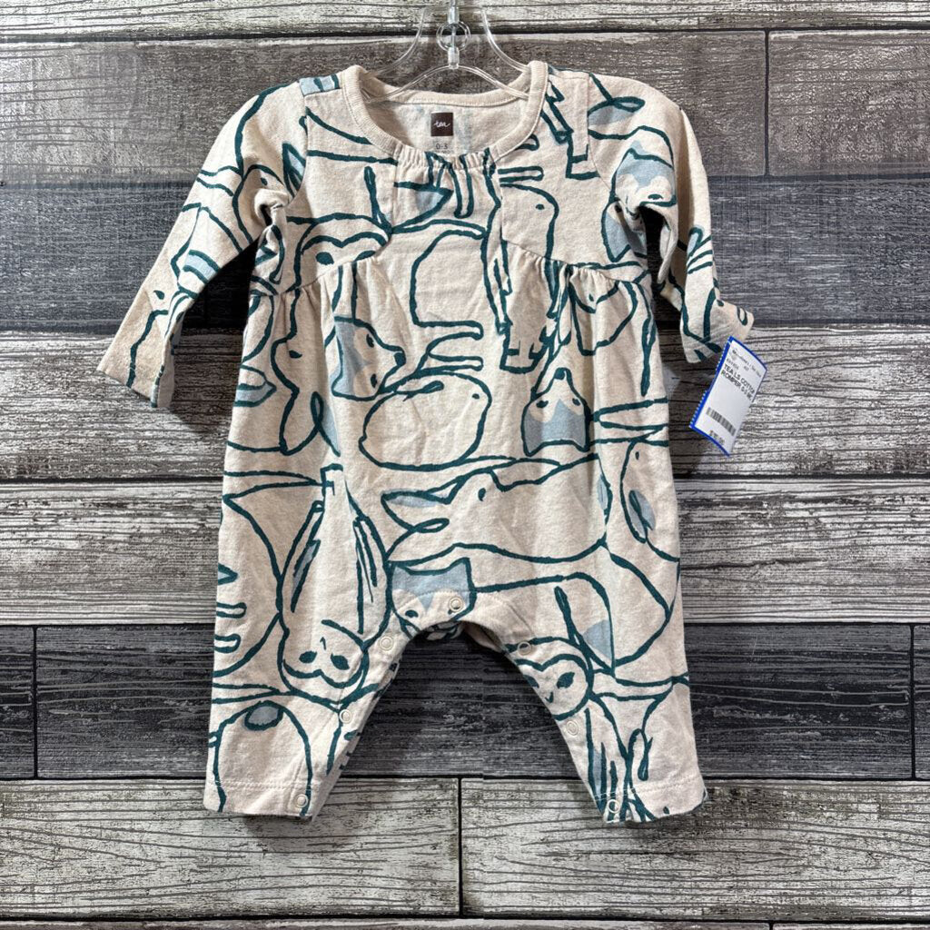 TEA LS COTTON ROMPER 0-3 MO