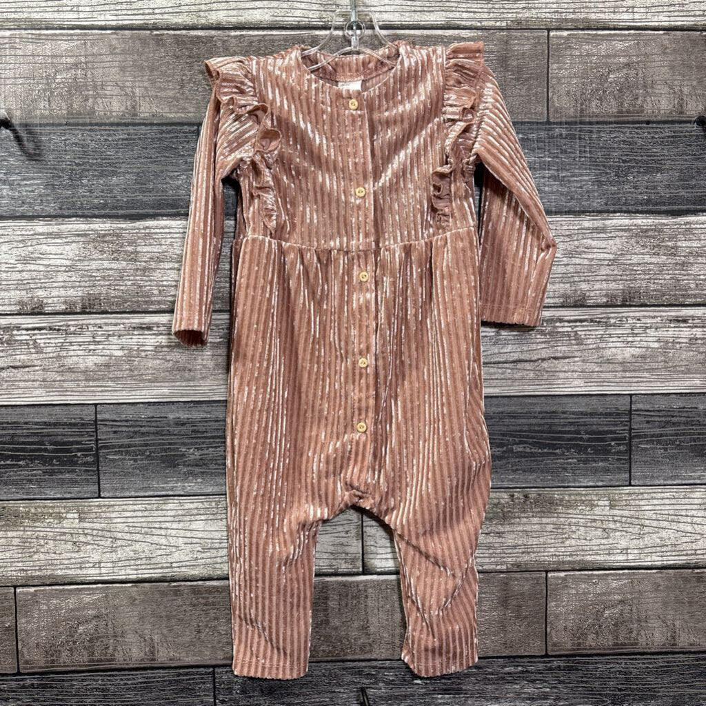 H&M LS VELOUR ROMPER 9 MO