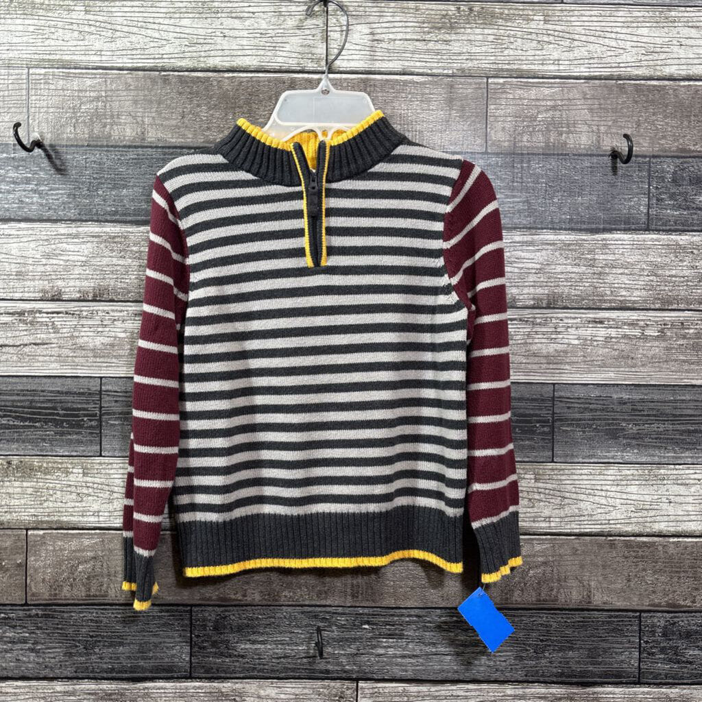 HANNA 1/4 ZIP STRIPED COTTON SWEATER 120 / 6-7