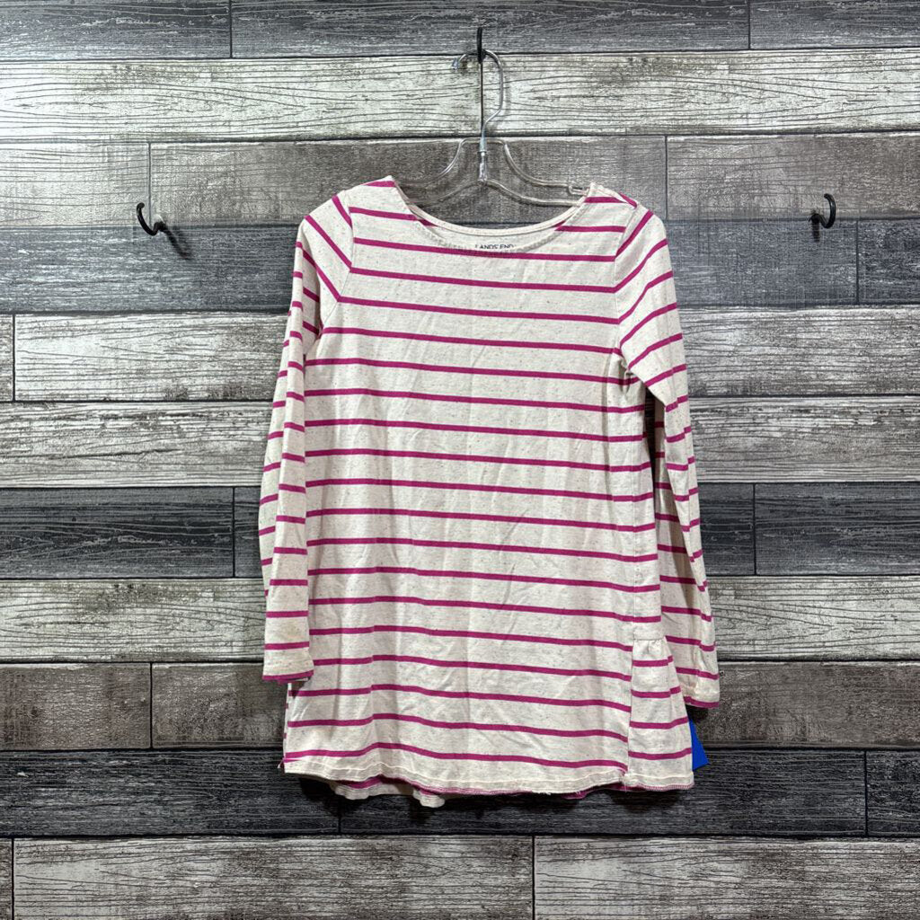 LANDS END LS COTTON STRIPED DRESS 7/8