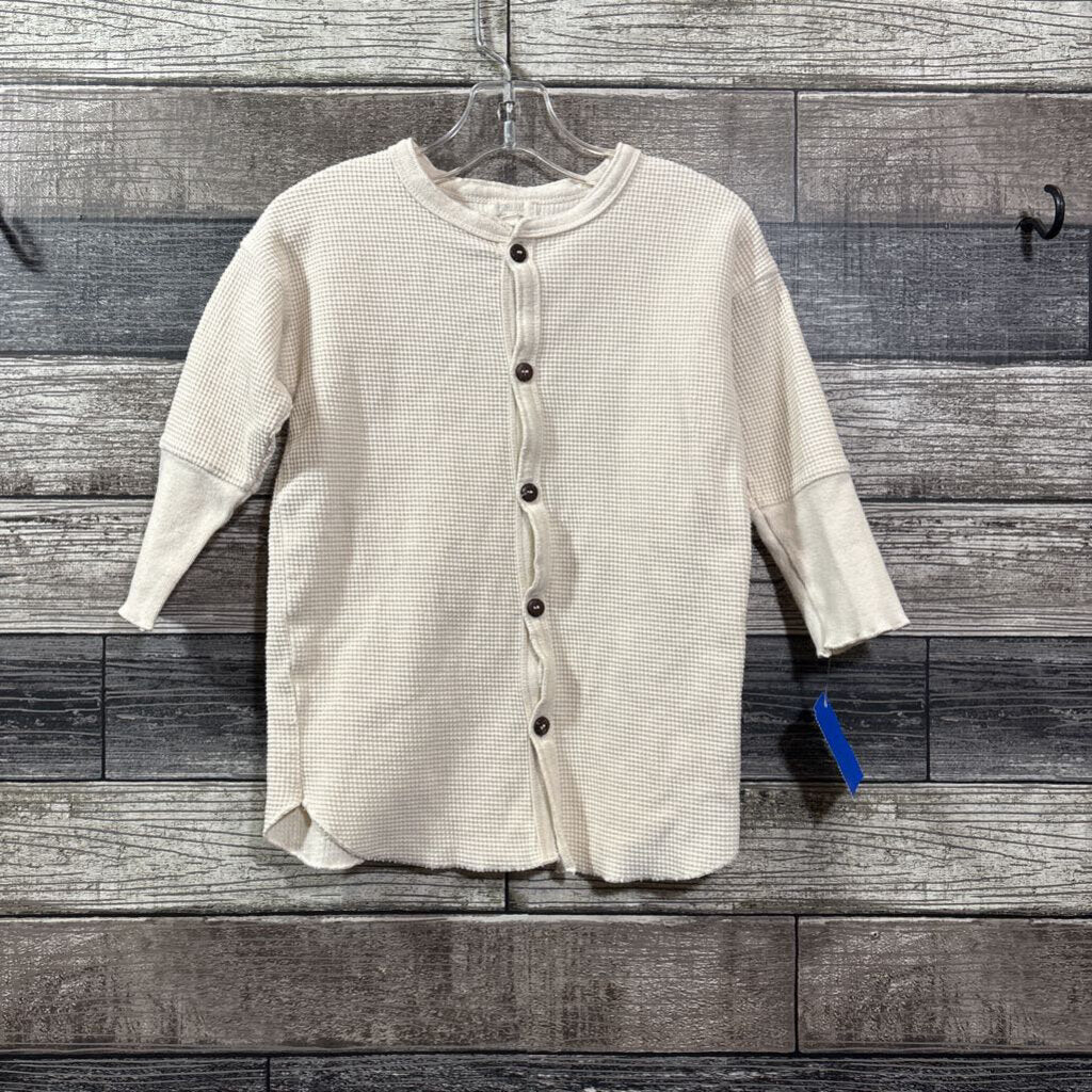 THE SIMPLE FOLK LS ORGANIC COTTON BUTTON DOWN WAFFLE SHIRT 3/4