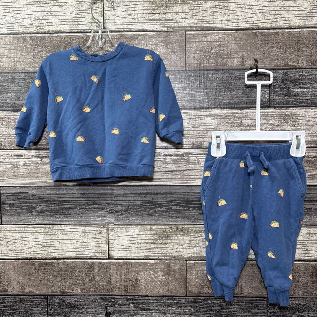 MILES ORGANIC 2PC TACO SWEATSHIRT + SWEATPANTS 6 MO