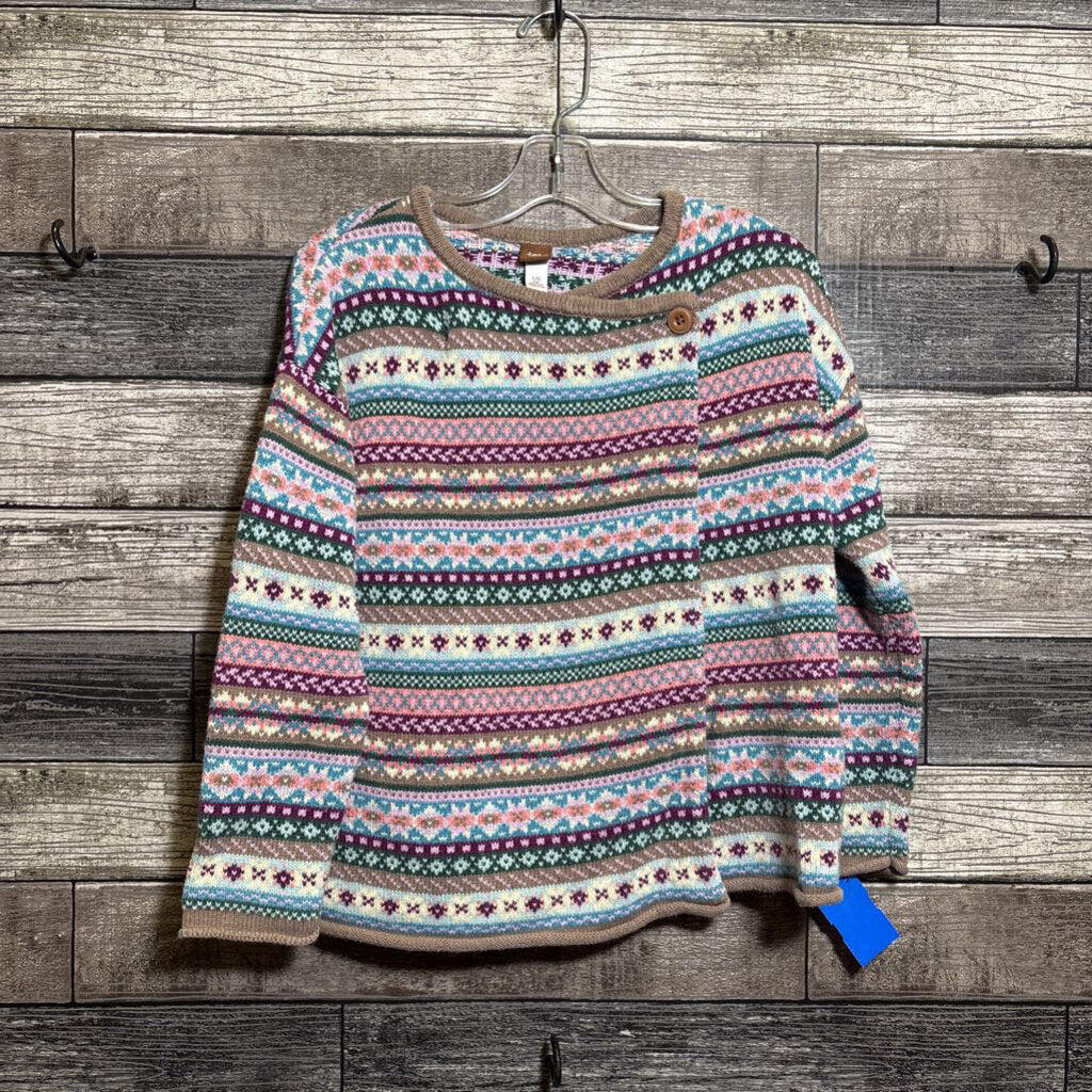 TEA SIDE BUTTON COTTON PRINTED SWEATER 8/10