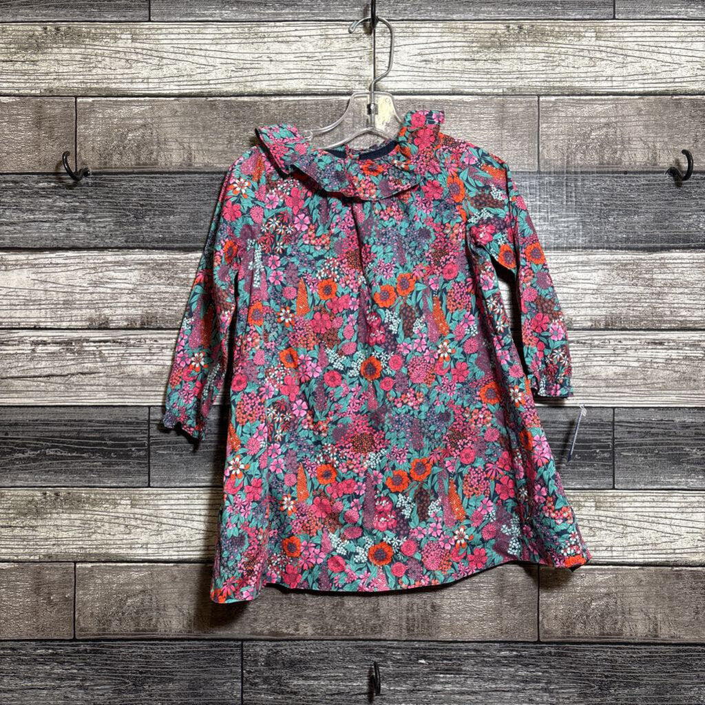 JACADI LS BUTTON DOWN WOVEN COTTON FLORAL DRESS 3