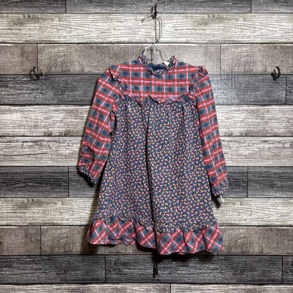PLAID & FLORAL LS DRESS 3