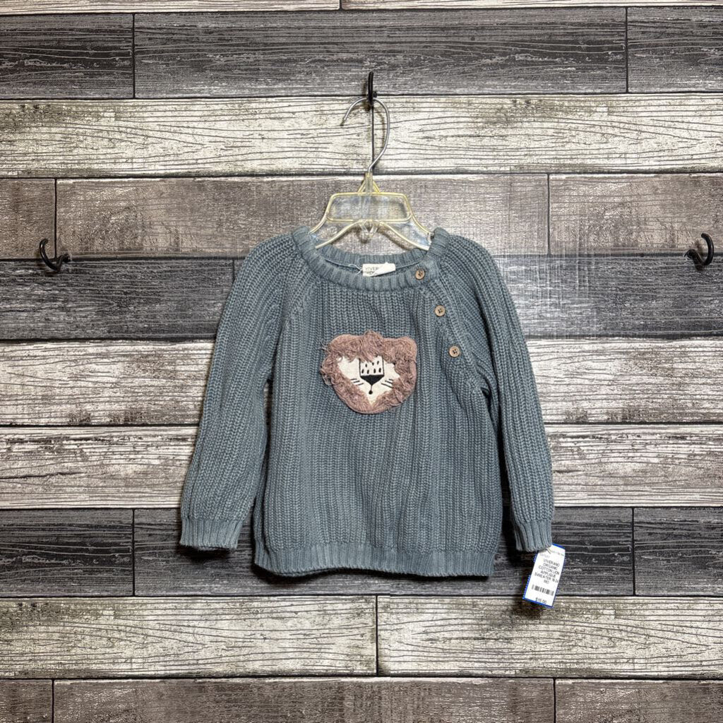 VIVERANO ORGANIC COTTON LION APPLIQUE SWEATER 18-24 MO