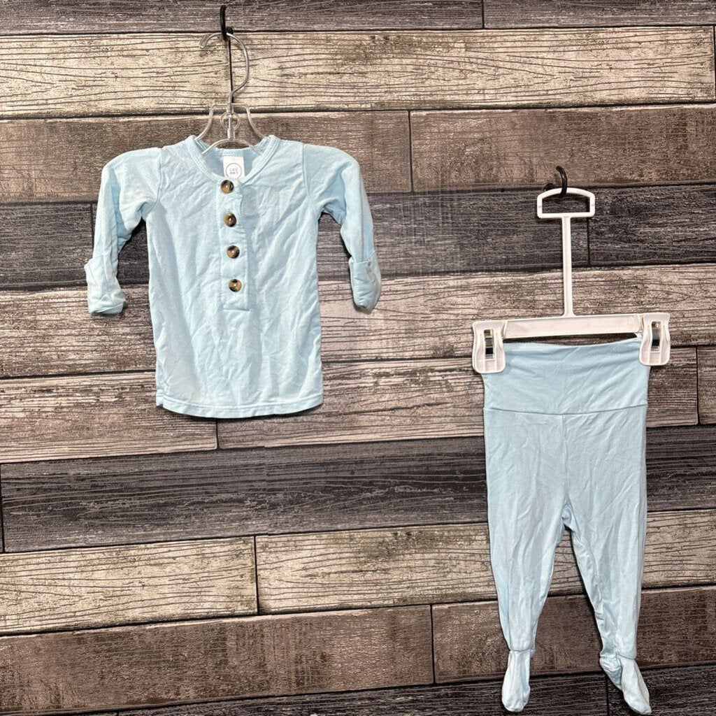 LOU LOU 2PC BAMBOO HENLEY TOP + BOTTOM NEWBORN