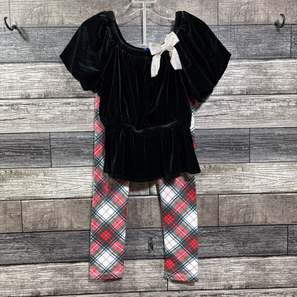 CREWCUTS SS VELVET SHIRT + PLAID LEGGING 4/5