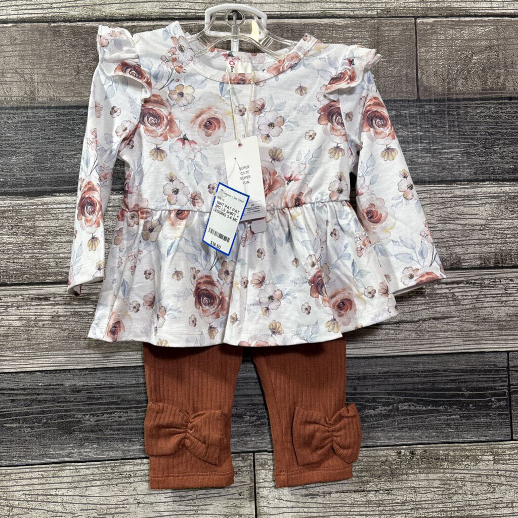 NWT PAT PAT 2PC LS SHIRT + LEGGING 3-6 MO
