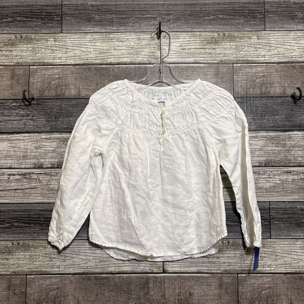 ZARA LS WHITE SMOCKED SHIRT 7