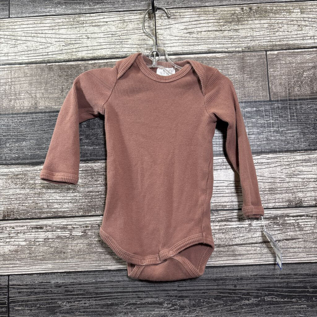 MEBIE BABY ORGANIC LS RIBBED BODYSUIT 3-6 MO