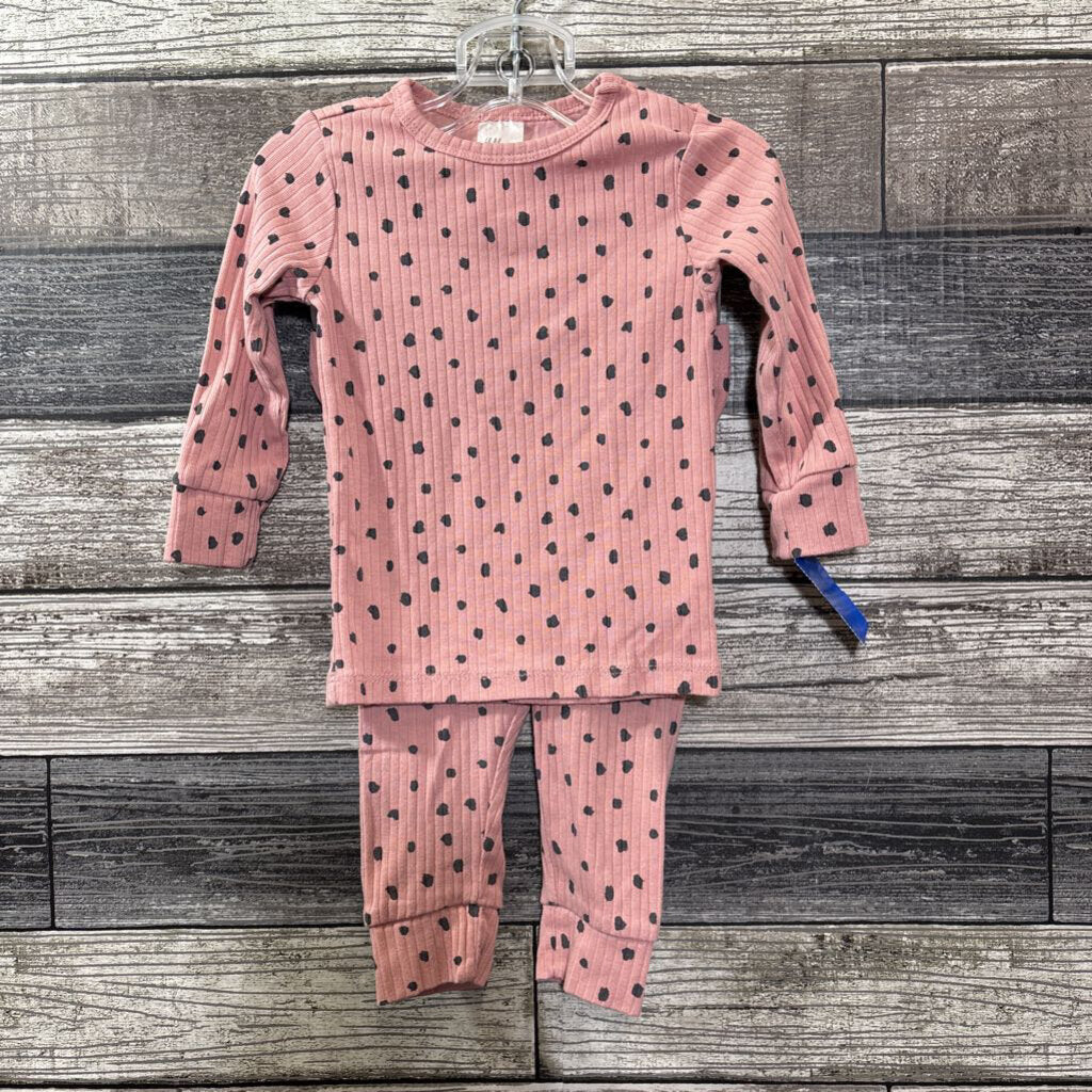 H&M ORGANIC 2PC LS RIBBED SHIRT + LEGGING 6-12 MO