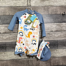 Load image into Gallery viewer, NWT UMELOK LS RASH GUARD SWIMSUIT 50+ UPF + HAT 0-3 MO
