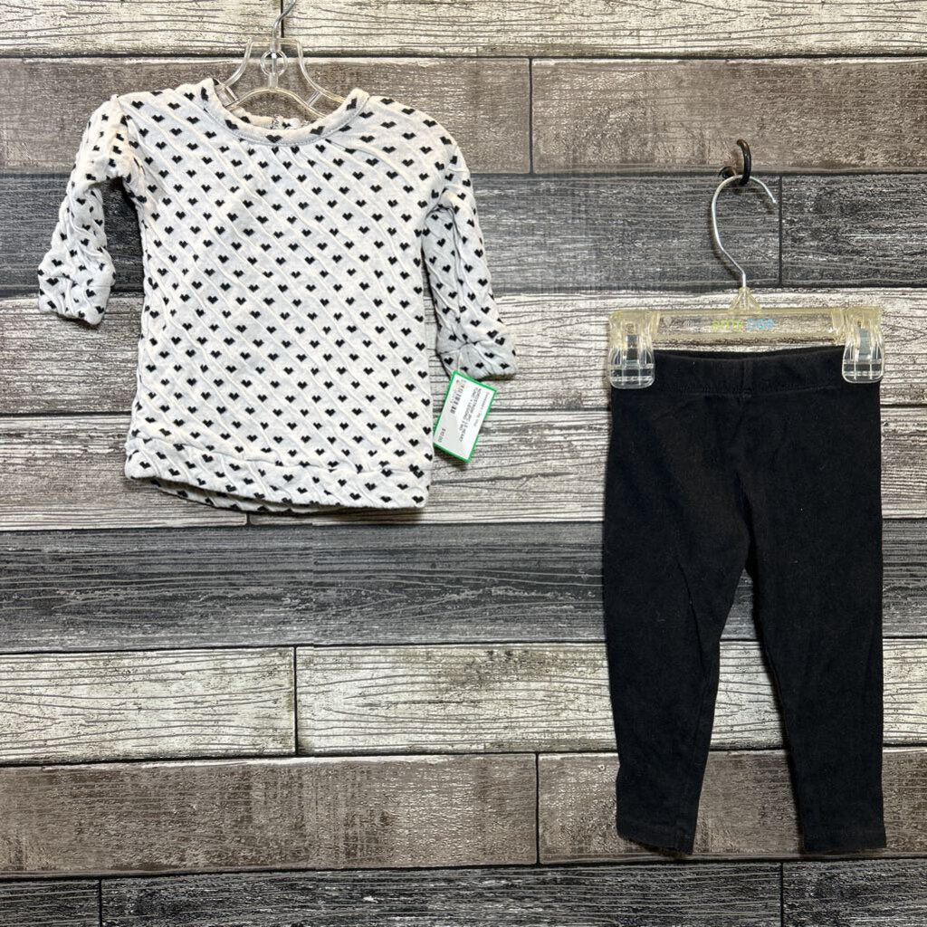 NORDSTROM 2PC LS HEART TUNIC + LEGGING 3 MO